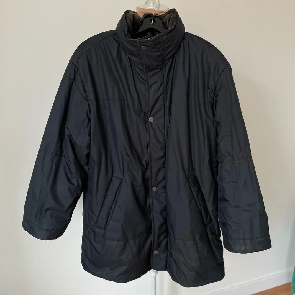 Salvatore Ferragamo Vintage 2000 Black Leather Reversible Puffer Coat IT50/US40